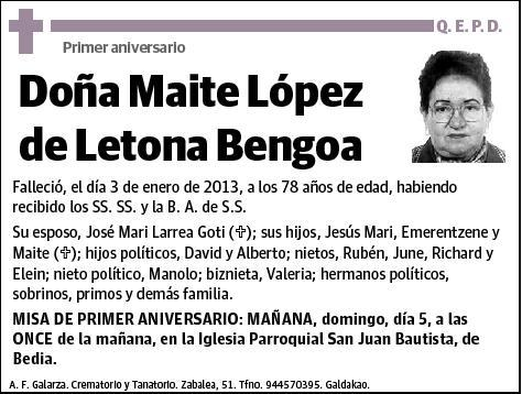 LOPEZ DE LETONA BENGOA,MAITE