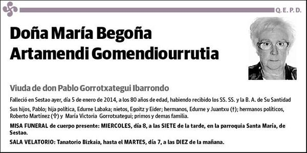 ARTAMENDI GOMENDIOURRUTIA,MARIA BEGOÑA