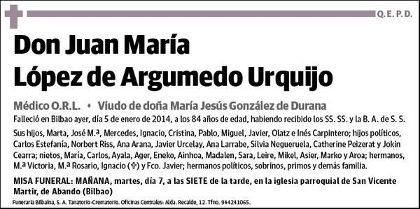 LOPEZ DE ARGUMEDO URQUIJO,JUAN MARIA