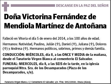 FERNANDEZ DE MENDIOLA MARTINEZ DE ANTOÑANA,VICTORINA