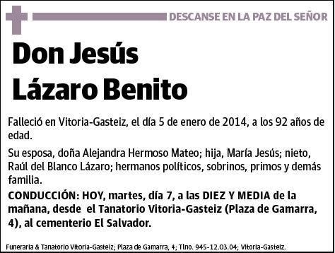 LAZARO BENITO,JESUS