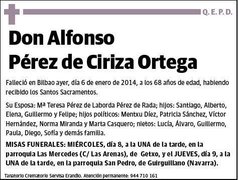 PEREZ DE CIRIZA ORTEGA,ALFONSO