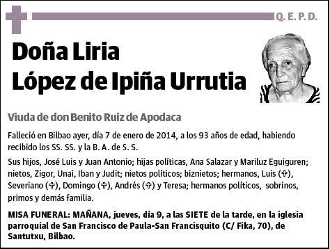 LOPEZ DE IPIÑA URRUTIA,LIRIA