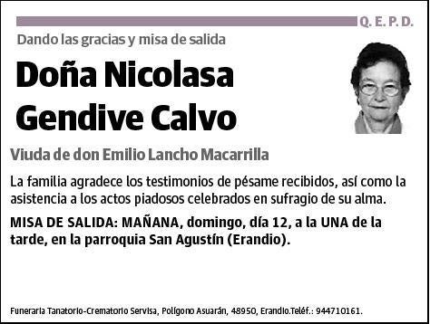 GENDIVE CALVO,NICOLASA