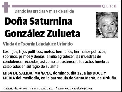 GONZALEZ ZULUETA,SATURNINA