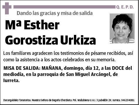 GOROSTIZA URKIZA,Mª ESTHER