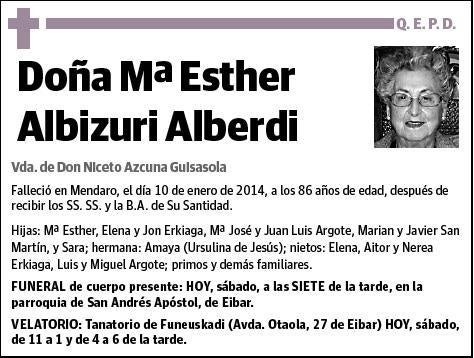 ALBIZURI ALBERDI,Mª ESTHER