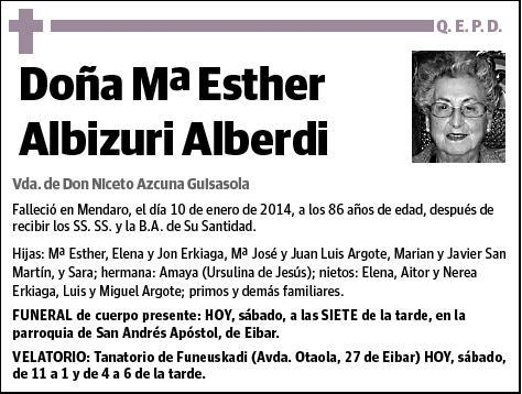 ALBIZURI ALBERDI,Mª ESTHER