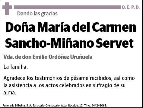 SANCHO-MIÑANO SERVET,MARIA DEL CARMEN