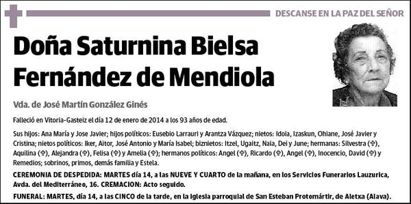 BIELSA FERNANDEZ DE MENDIOLA,SATURNINA