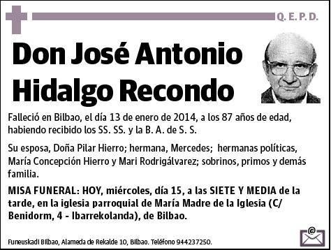 HIDALGO RECONDO,JOSE ANTONIO