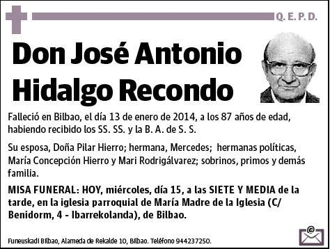 HIDALGO RECONDO,JOSE ANTONIO