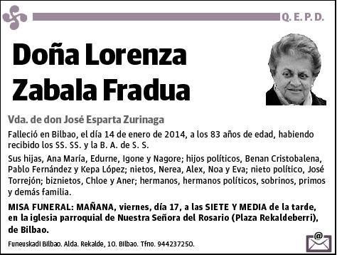 ZABALA FRADUA,LORENZA