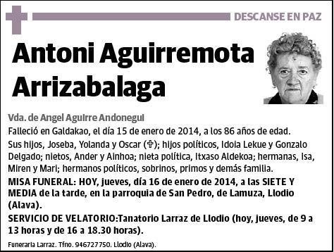 AGUIRREMOTA ARRIZABALAGA,ANTONI