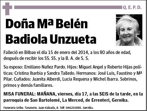 BADIOLA UNZUETA,Mª BELEN