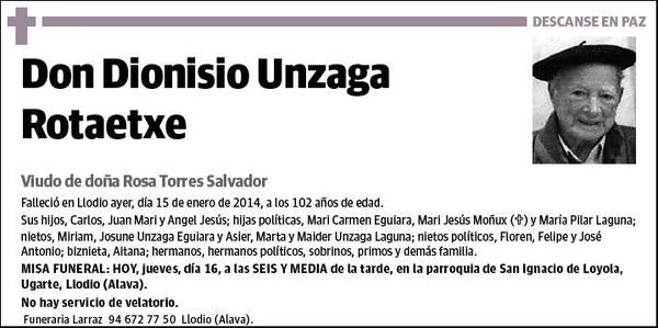 UNZAGA ROTAETXE,DIONISIO