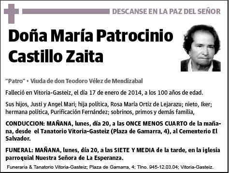 CASTILLO ZAITA,MARIA PATROCINIO