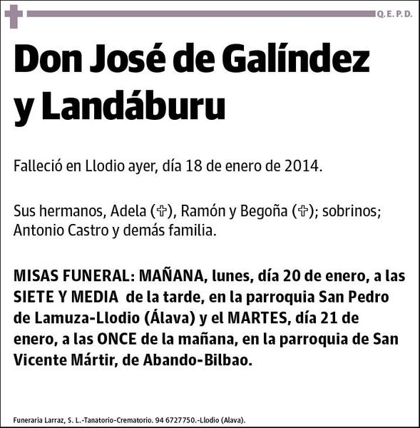 DE GALINDEZ Y LANDABURU,JOSE