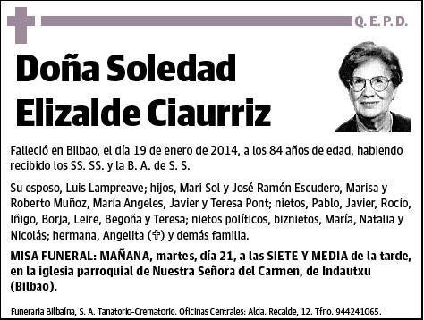 ELIZALDE CIAURRIZ,SOLEDAD