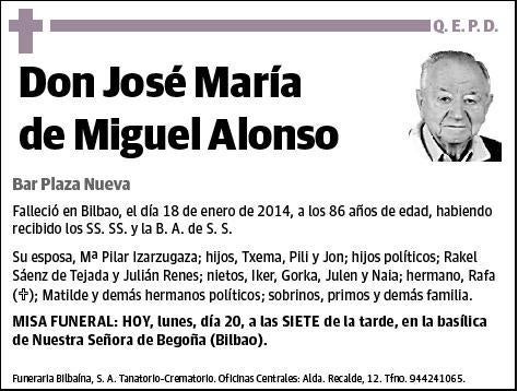 DE MIGUEL ALONSO,JOSE MARIA