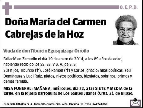 CABREJAS DE LA HOZ,MARIA DEL CARMEN