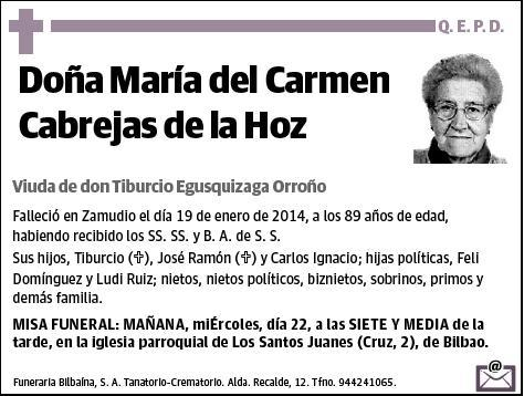 CABREJAS DE LA HOZ,MARIA DEL CARMEN