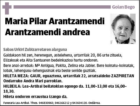 ARANTZAMENDI ARANTZAMENDI,MARIA PILAR