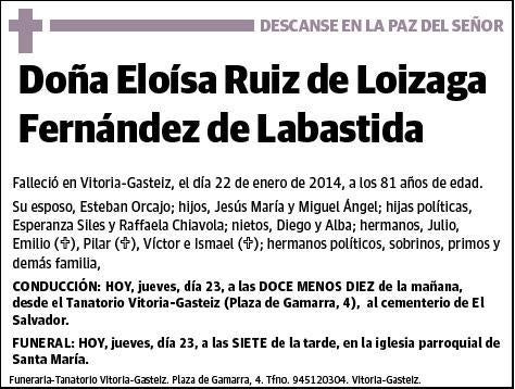 RUIZ DE LOIZAGA FERNANDEZ DE LABASTIDA,ELOISA