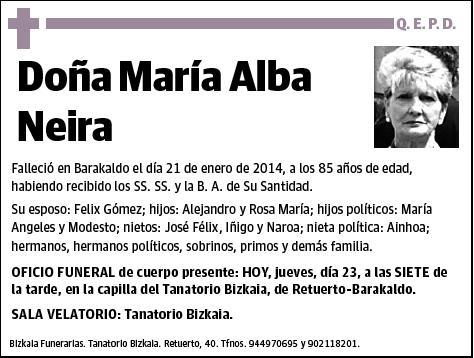 ALBA NEIRA,MARIA