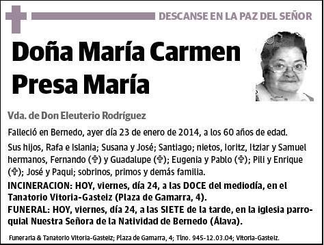 PRESA MARIA,MARIA CARMEN