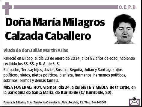 CALZADA CABALLERO,MARIA MILAGROS