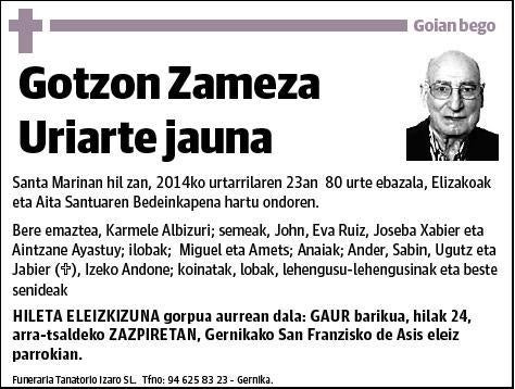 ZAMEZA URIARTE,GOTZON