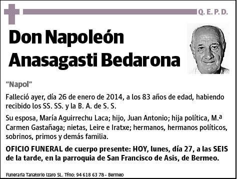 ANASAGASTI BEDARONA,NAPOLEON