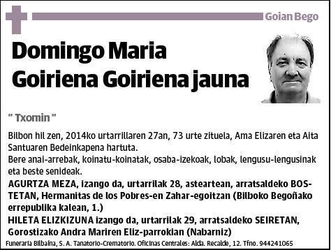 GOIRIENA GOIRIENA,DOMINGO MARIA