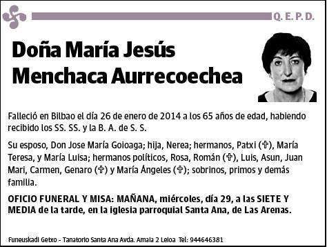 MENCHACA AURRECOECHEA,MARIA JESUS