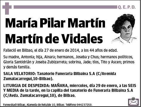 MARTIN MARTIN DE VIDALES,MARIA PILAR