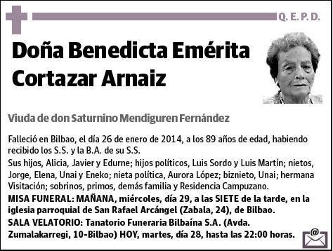 CORTAZAR ARNAIZ,BENEDICTA EMERITA