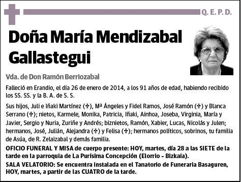 MENDIZABAL GALLASTEGUI,MARIA