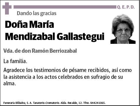 MENDIZABAL GALLASTEGUI,MARIA