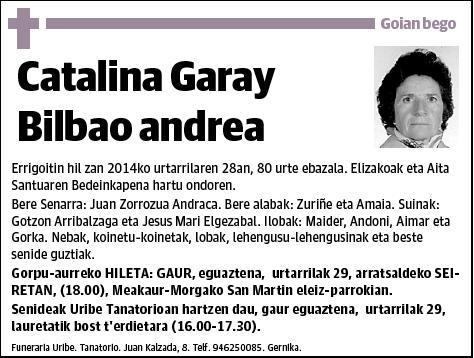 GARAY BILBAO,CATALINA