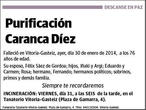 CARANCA DIEZ,PURIFICACION