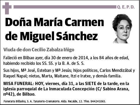 DE MIGUEL SANCHEZ,MARIA CARMEN