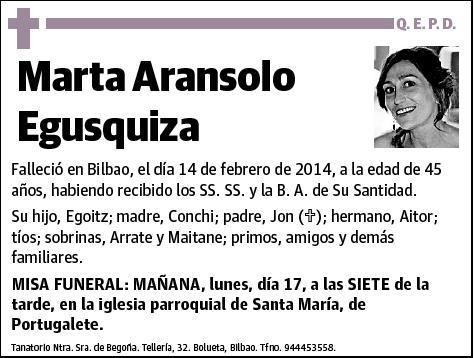 ARANSOLO EGUSQUIZA,MARTA