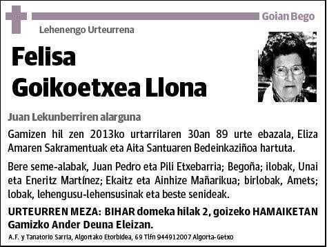 GOIKOETXEA LLONA,FELISA