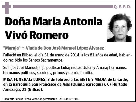 VIVO ROMERO,MARIA ANTONIA