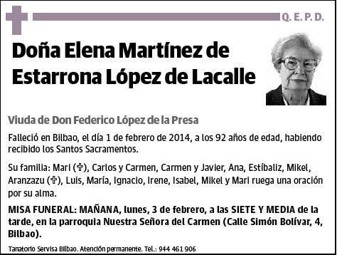 MARTINEZ DE ESTARRONA LOPEZ DE LACALLE,ELENA