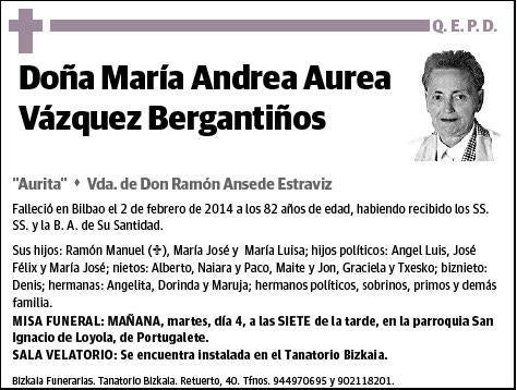 VAZQUEZ BERGANTIÑOS,MARIA ANDREA AUREA