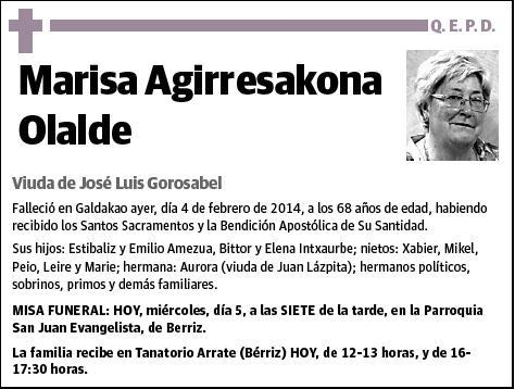 AGIRRESAKONA OLALDE,MARISA