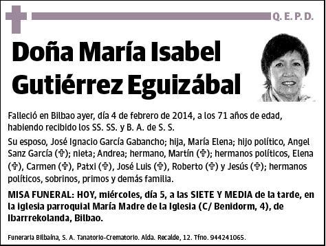 GUTIERREZ EGUIZABAL,MARIA ISABEL