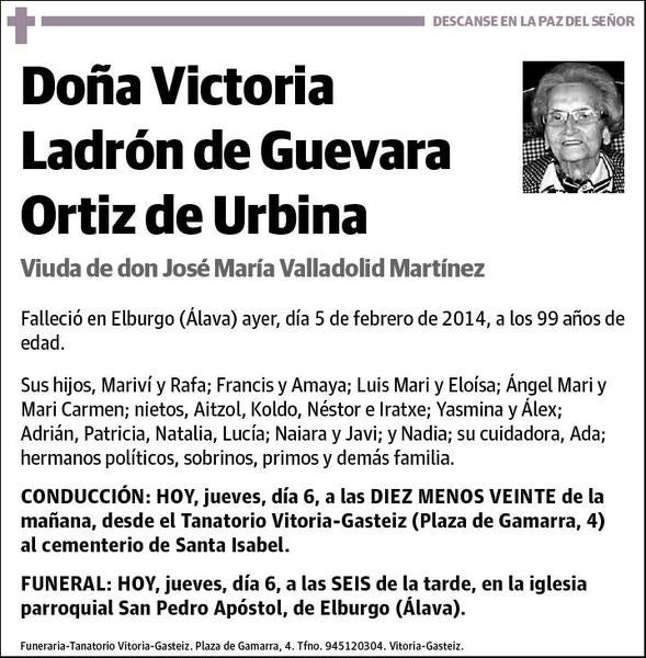 LADRON DE GUEVARA ORTIZ DE URBINA,VICTORIA